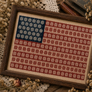 Floral American Flag Cross Stitch Pattern
