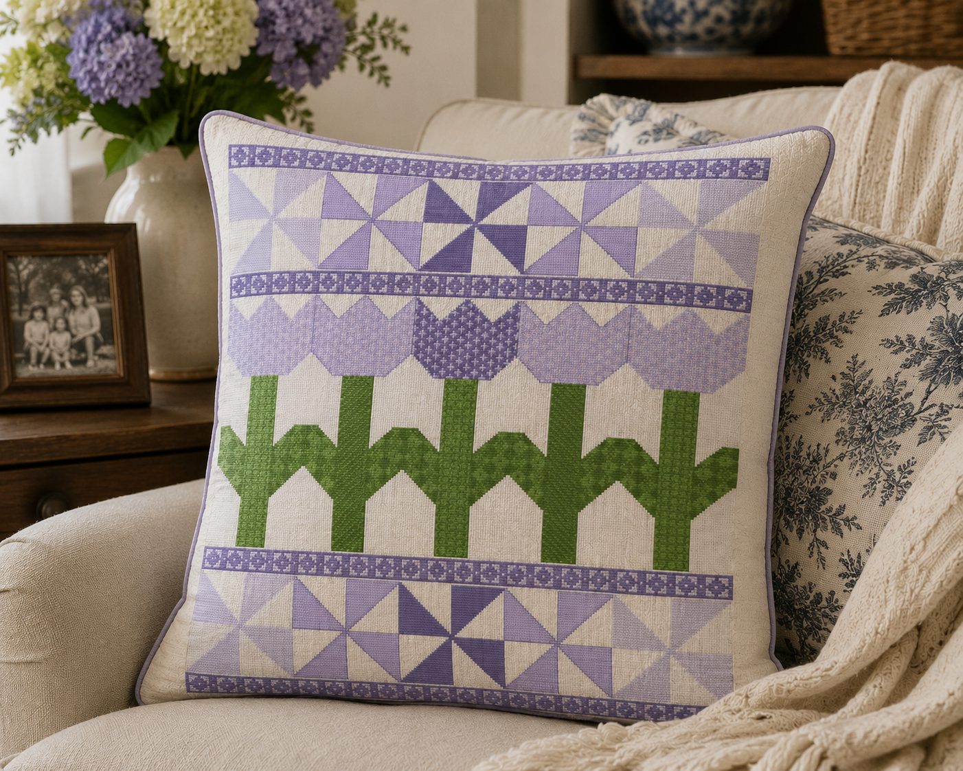 Fresh Tulip Quilt Purple Cross Stitch Pattern - Image 3