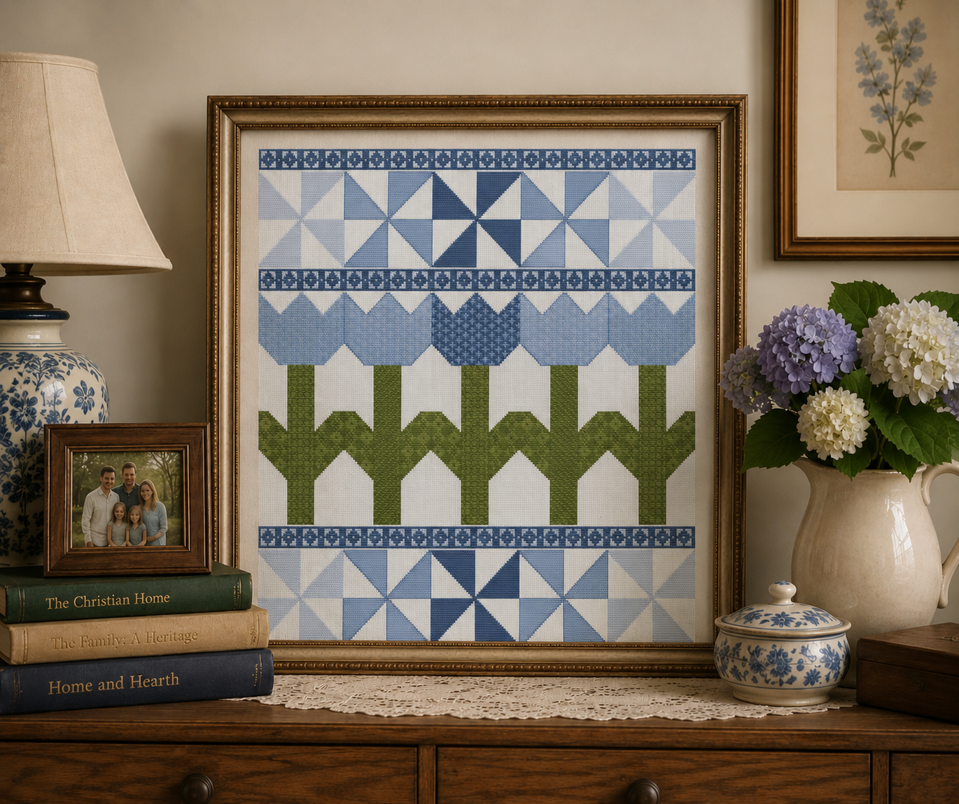 Fresh Tulip Quilt Purple Cross Stitch Pattern - Image 2