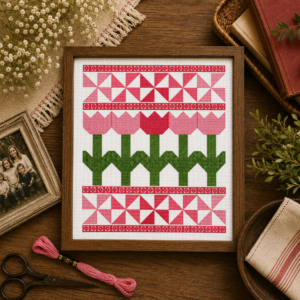 Fresh Tulip Quilt Pink Cross Stitch Pattern