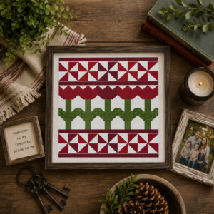 Fresh Tulip Quilt Red Cross Stitch Pattern