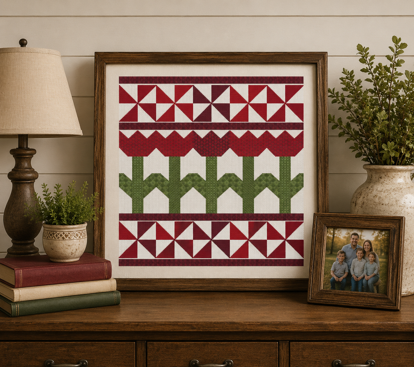 Fresh Tulip Quilt Red Cross Stitch Pattern - Image 3