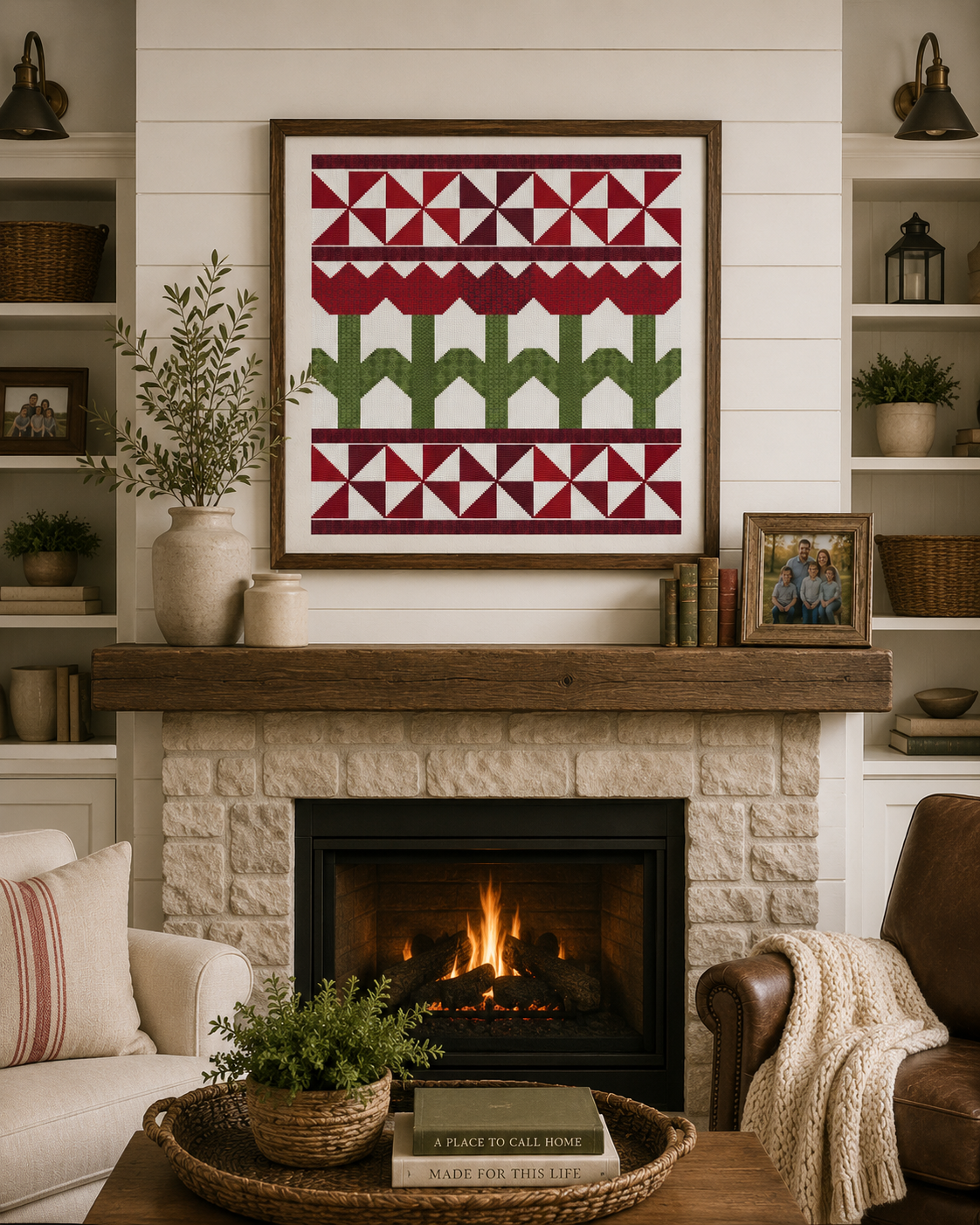 Fresh Tulip Quilt Red Cross Stitch Pattern - Image 2