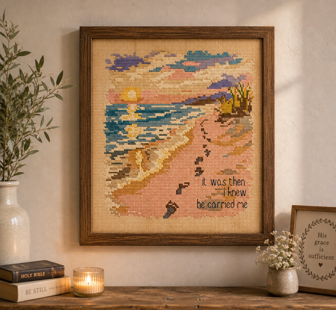 He Carried Me Cross Stitch Pattern - Image 3