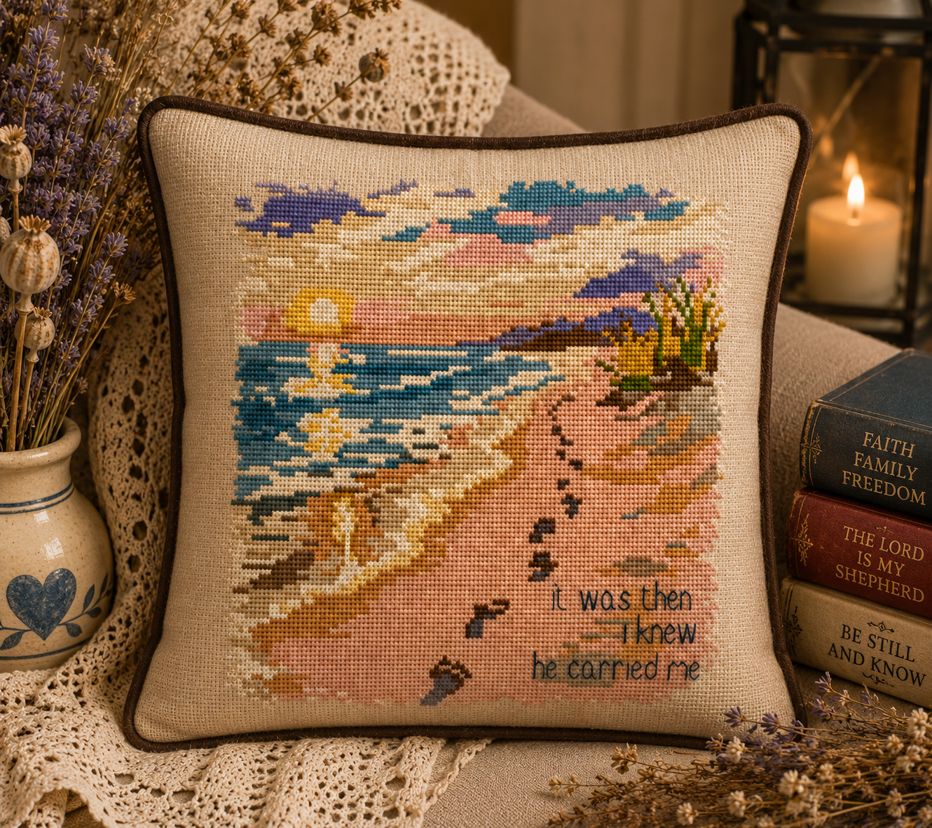 He Carried Me Cross Stitch Pattern - Image 2