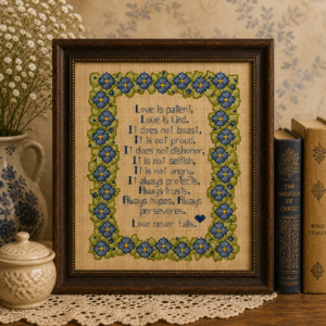 Patient Love Cross Stitch Pattern - Blue