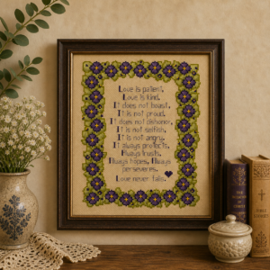 Patient Love Cross Stitch Pattern - Purple