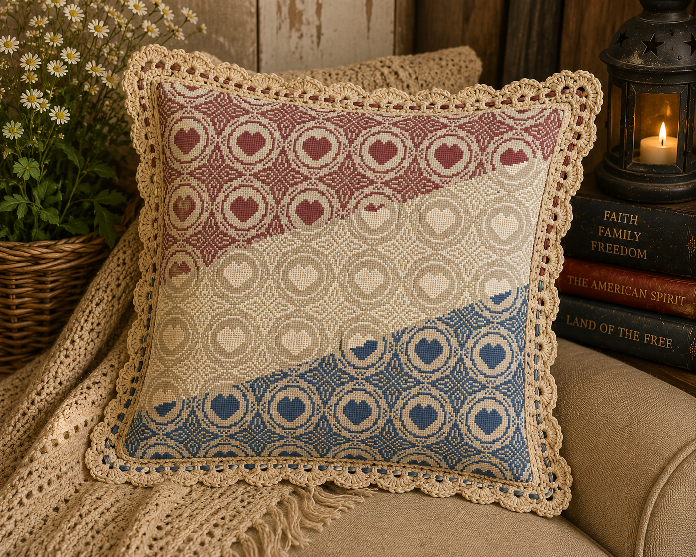 Quilted Red White and Blue Cross Stitch Pattern - Image 4