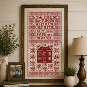 Safe and Sound Red Cross Stitch Pattern