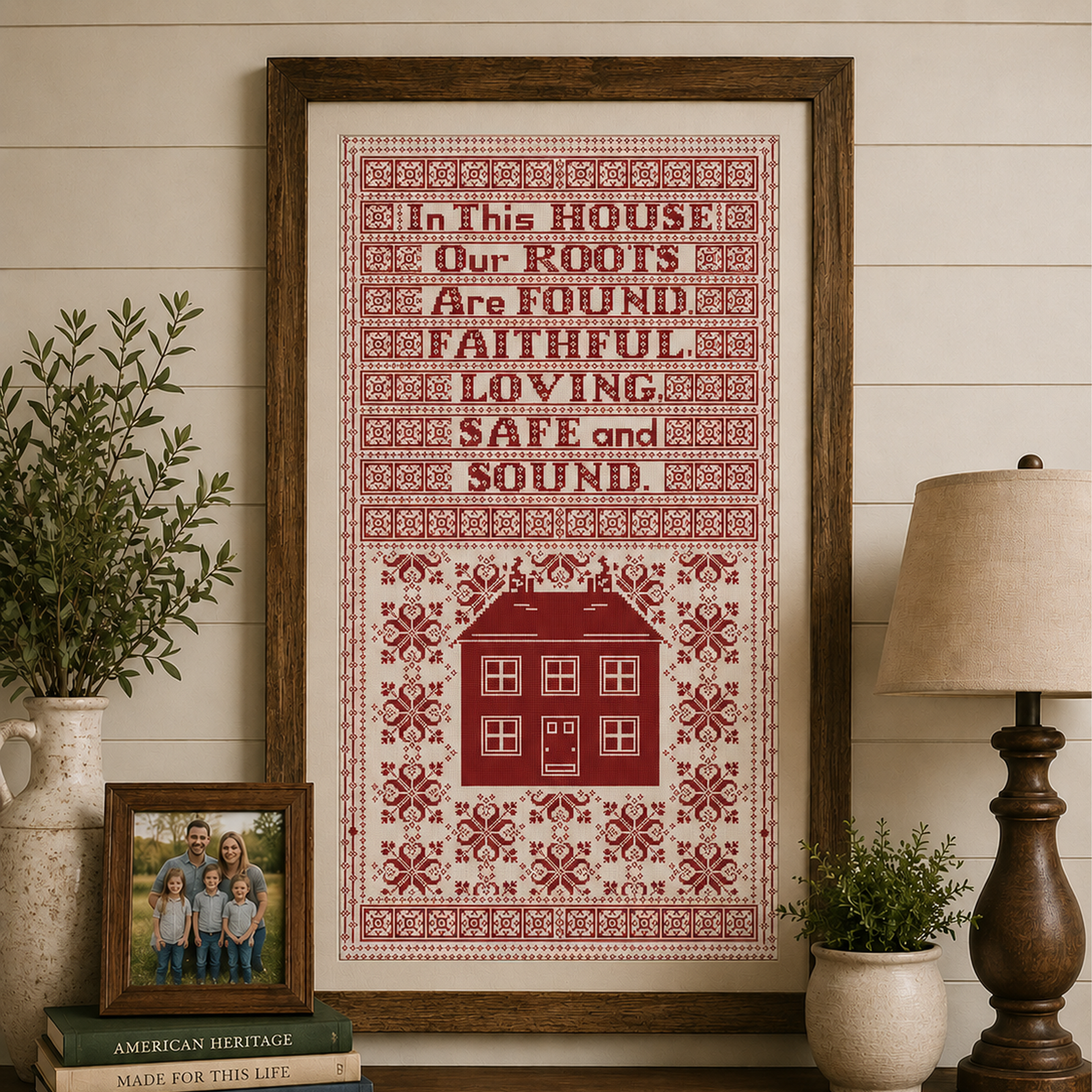 Safe and Sound Red Cross Stitch Pattern
