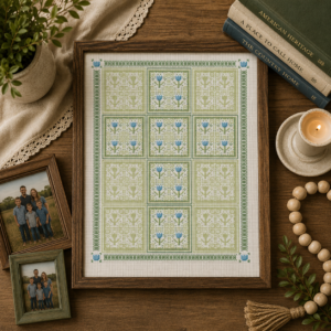 Spring Cross Blue Cross Stitch Pattern