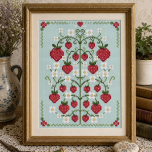 Strawberries on Vine Cross Stitch Pattern