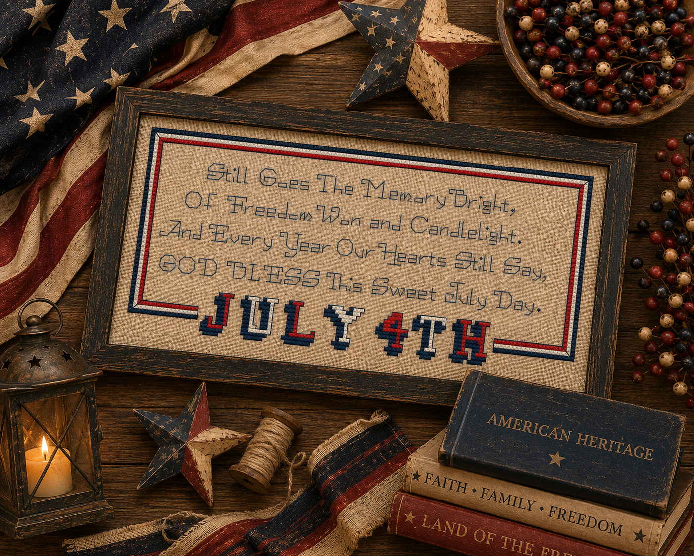 Sweet July Day Cross Stitch Pattern