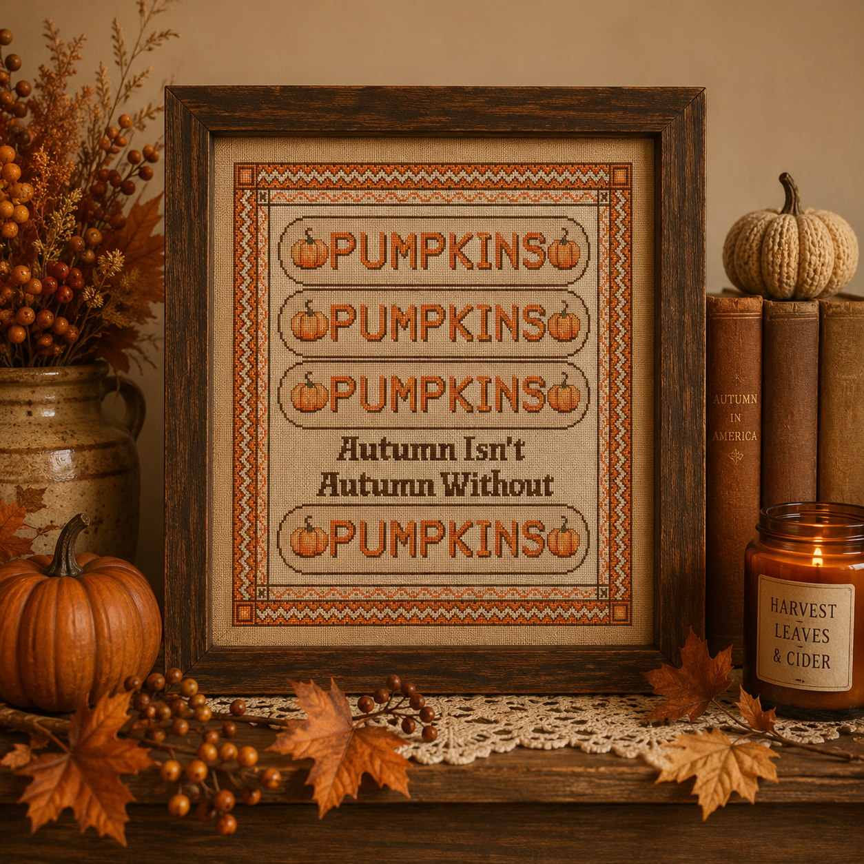 Autumn Pumpkins Cross Stitch Pattern - Image 3
