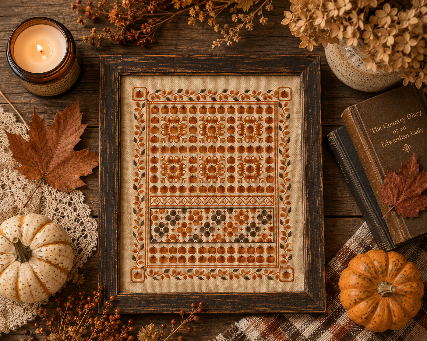 Harvest Sampler Cross Stitch Pattern